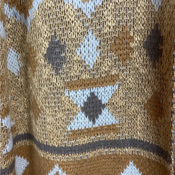 Savanna Jane Cardigan Sweater Size Medium Open Front Aztec Taupe - Picture 3 of 6